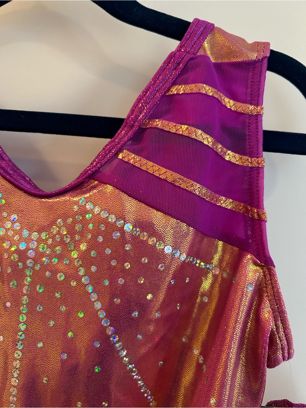 NWT GK® Girls' Shimmer Pink Gymnastics Leotard with Rhinestone Design - Size AM - Picture 6 of 12
